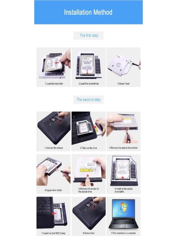 Adaptador Case Caddy 9,5mm Hd Ssd Sata 2.5 Gaveta Notebook - Imagem 4
