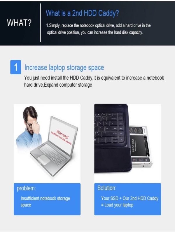 Adaptador Case 12,7mm Segundo Hd Ssd Sata P/ Notebook Drive - Imagem 3