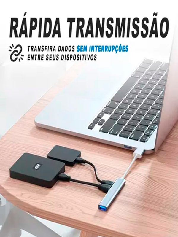 Hub Usb 3.0 4 Portas 5 Gbps Super Rapido Mouse Teclado Hd - Imagem 2