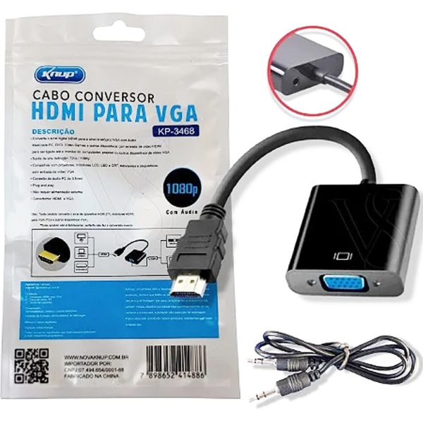 Cabo Conversor HDMI para VGA - Imagem 2