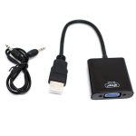 Converte o sinal digital HDMI para o sinal analógico VGA com áudio.